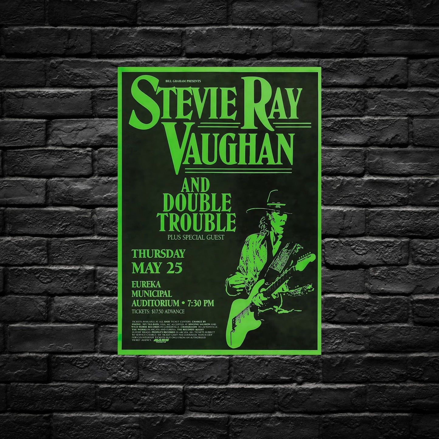 Gelato Aluminum Sign Stevie Ray Vaughan Aluminum Retro Music Print