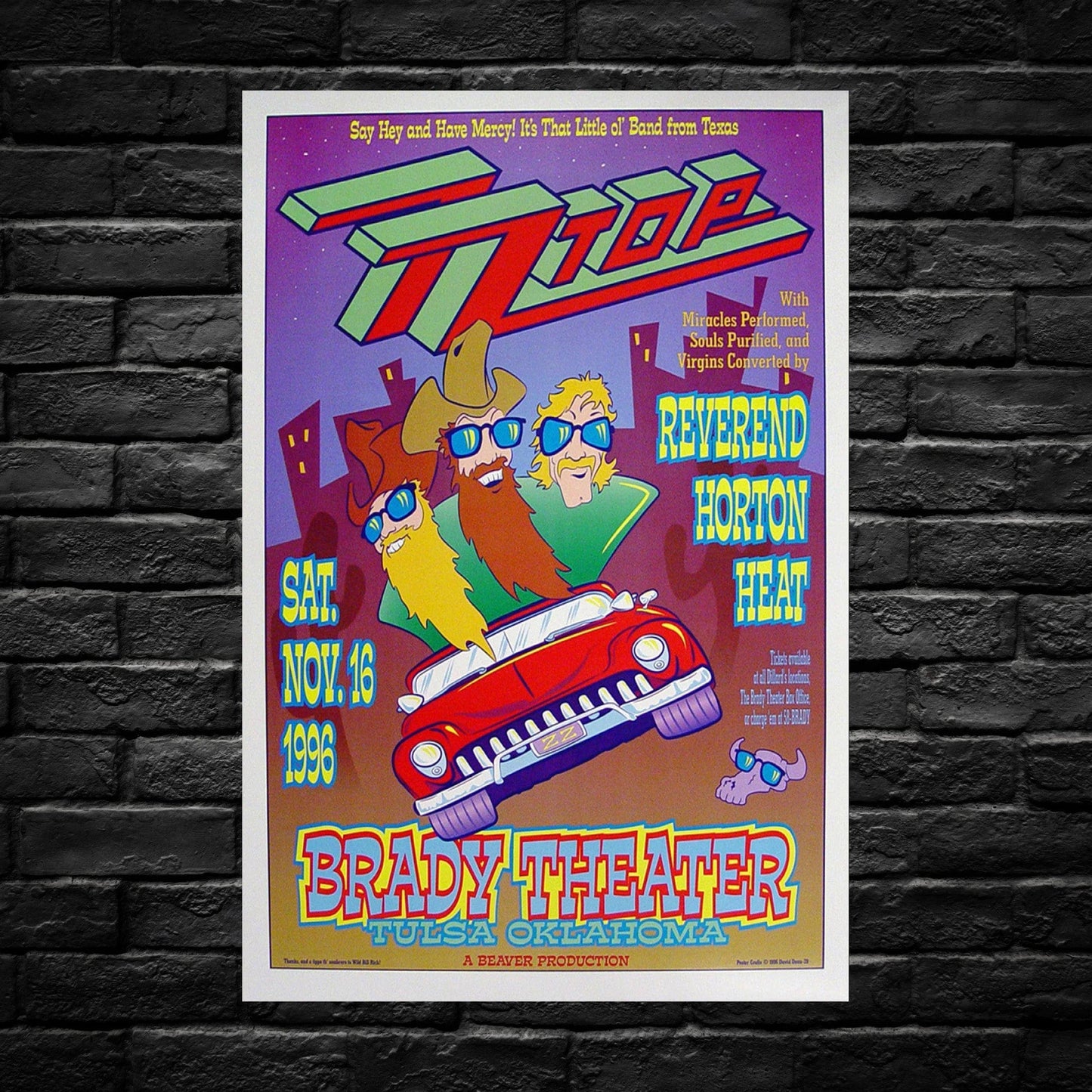 Gelato Aluminum Sign Zz Top Retro Tour Poster - Durable Aluminum Print