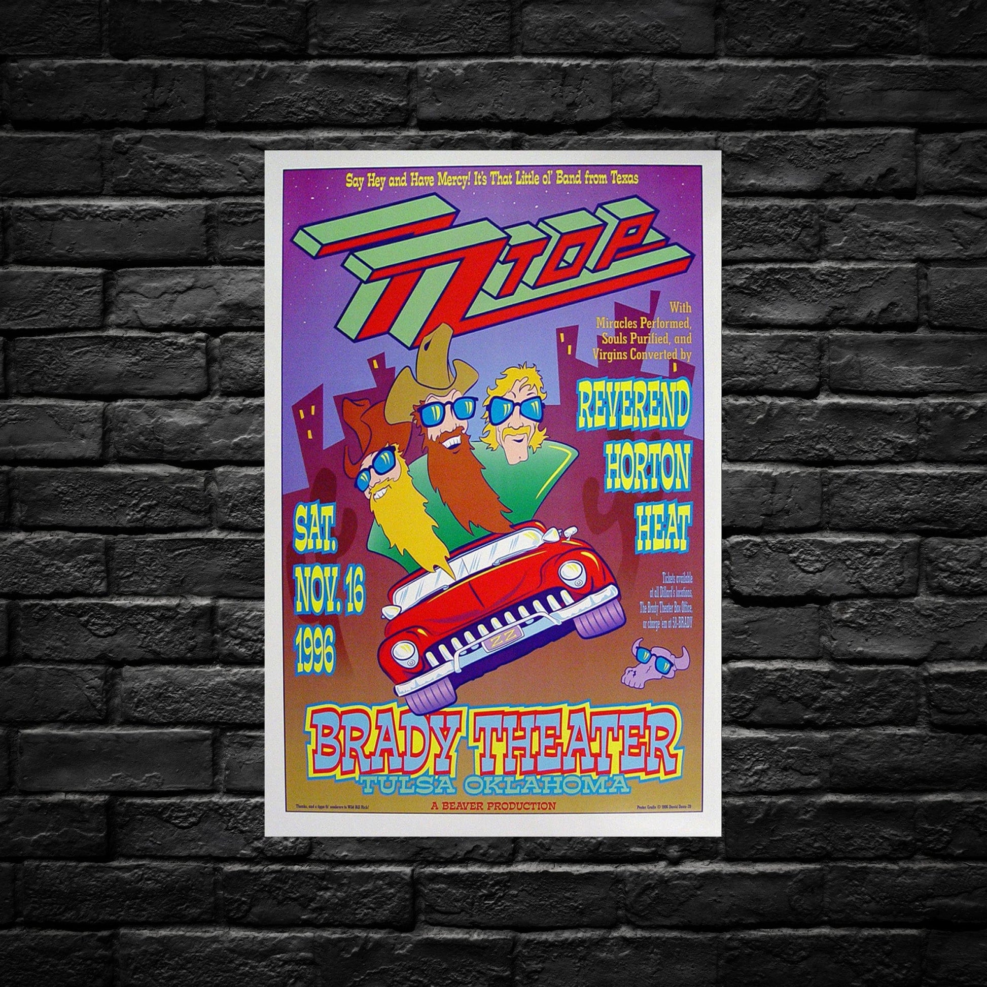 Gelato Aluminum Sign Zz Top Retro Tour Poster - Durable Aluminum Print