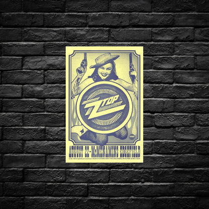 Gelato Aluminum Sign Zz Top Retro Tour Poster - Durable Aluminum Print