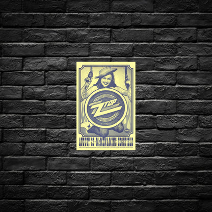 Gelato Aluminum Sign Zz Top Retro Tour Poster - Durable Aluminum Print
